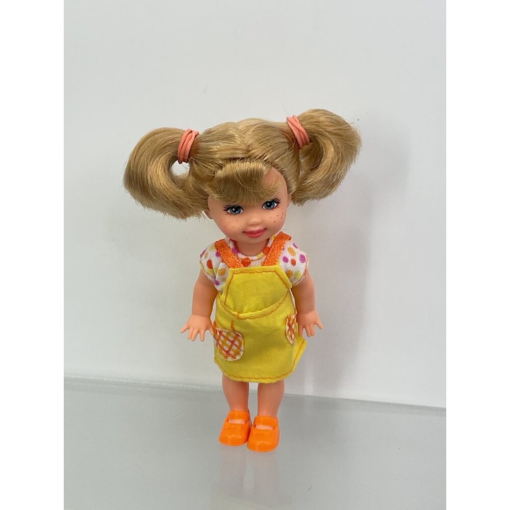 Vintage 1994 Mattel Kelly Doll In Yellow Dress With Polka Dot Top & Orange Shoes